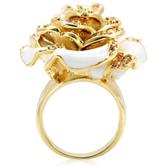 Alamode Gold Brass Ring with AAA Grade CZ in Champagne - Flyclothing LLC