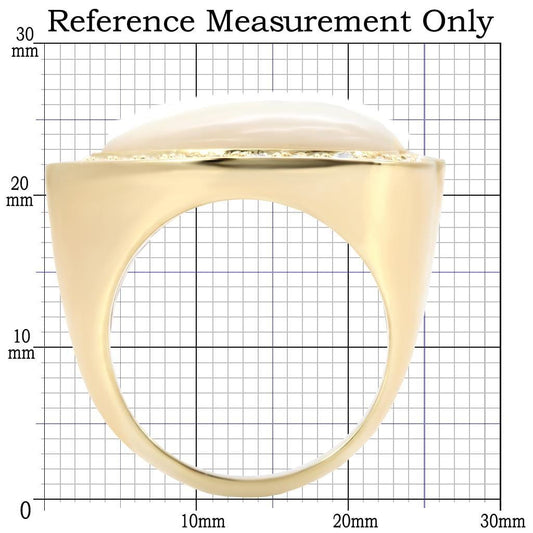 Alamode Gold Brass Ring with Synthetic Synthetic Glass in White - Alamode