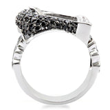 Alamode Rhodium + Ruthenium Brass Ring with AAA Grade CZ in Black Diamond - Flyclothing LLC