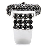 Alamode Rhodium + Ruthenium Brass Ring with AAA Grade CZ in Black Diamond - Flyclothing LLC