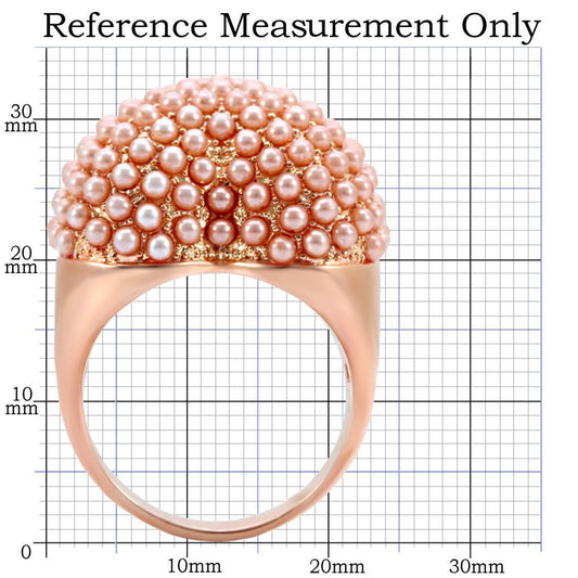 Alamode Rose Gold Brass Ring with Synthetic Pearl in Rose - Alamode