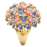 Alamode Gold Brass Ring with Semi-Precious Coral in Rose - Flyclothing LLC