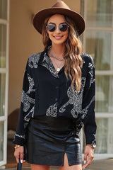 Printed Button Up Long Sleeve Shirt - Flyclothing LLC