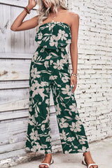 Floral Strapless Wide Leg Jumpsuit - Flyclothing LLC