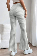 Basic Bae Full Size Ribbed High Waist Flare Pants - Flyclothing LLC