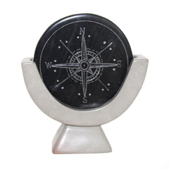 Compass Soapstone Sculpture, Dark Gray Stone - SMOLArt