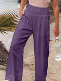 Full Size Smocked Waist Wide Leg Pants - Trendsi