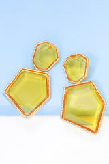 Geometrical Shape Zinc Alloy Frame Resin Dangle Earrings - Flyclothing LLC