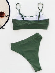 Adjustable Strap Ruched Two-Piece Swim Set - Flyclothing LLC