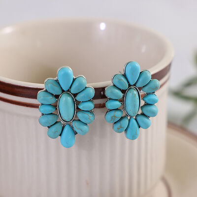 Flower Shape Artificial Turquoise Earrings - Flyclothing LLC