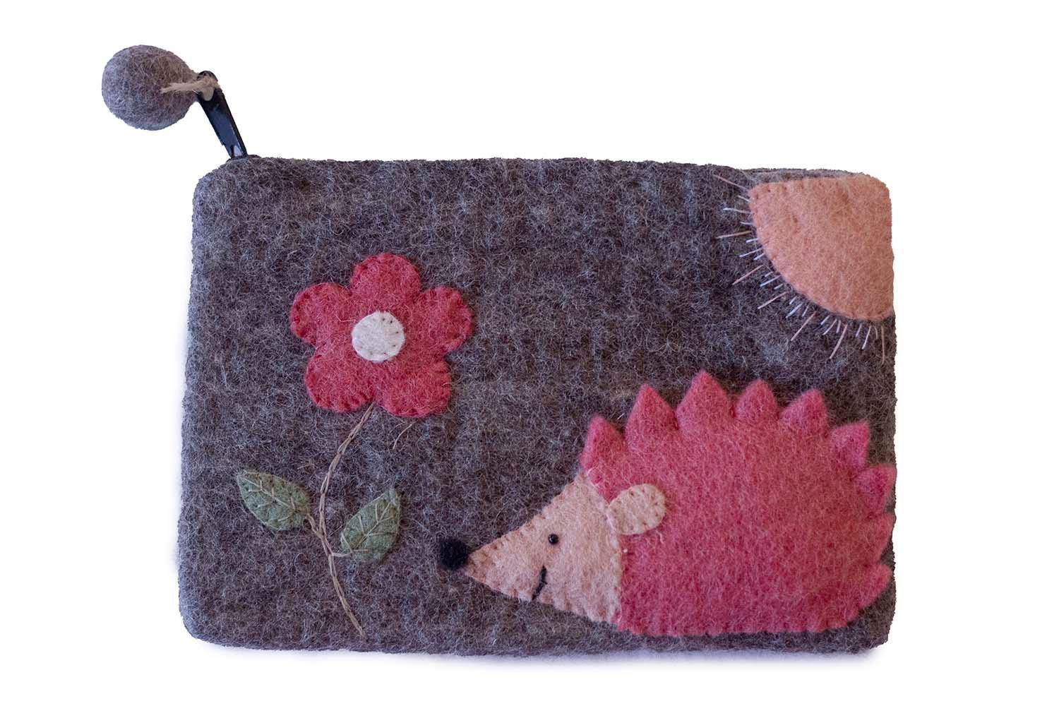 Hand Crafted Felt: Hedgehog Pouch - Flyclothing LLC