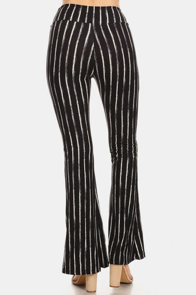 Leggings Depot Striped High Waist Flare Pants - Flyclothing LLC