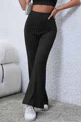 Basic Bae Full Size Ribbed High Waist Flare Pants - Flyclothing LLC