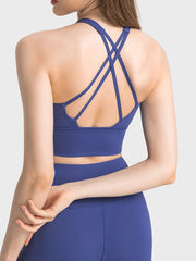 Scoop Neck Crisscross Straps Sports Bra - Flyclothing LLC