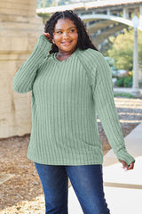 Basic Bae Full Size Ribbed Round Neck Long Sleeve Knit Top - Flyclothing LLC