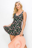 Marina West Swim Full Size Clear Waters Swim Dress in Black Roses - Trendsi