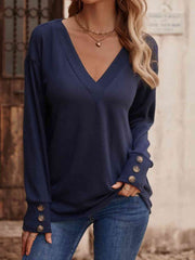 V-Neck Long Sleeve Top - Flyclothing LLC