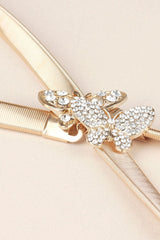 Rhinestone Butterfly Elastic Metal Belt - Trendsi