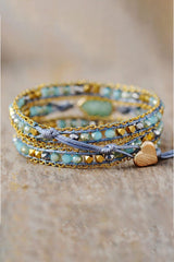 Handmade Teardrop Shape Triple Layer Beaded Bracelet - Trendsi