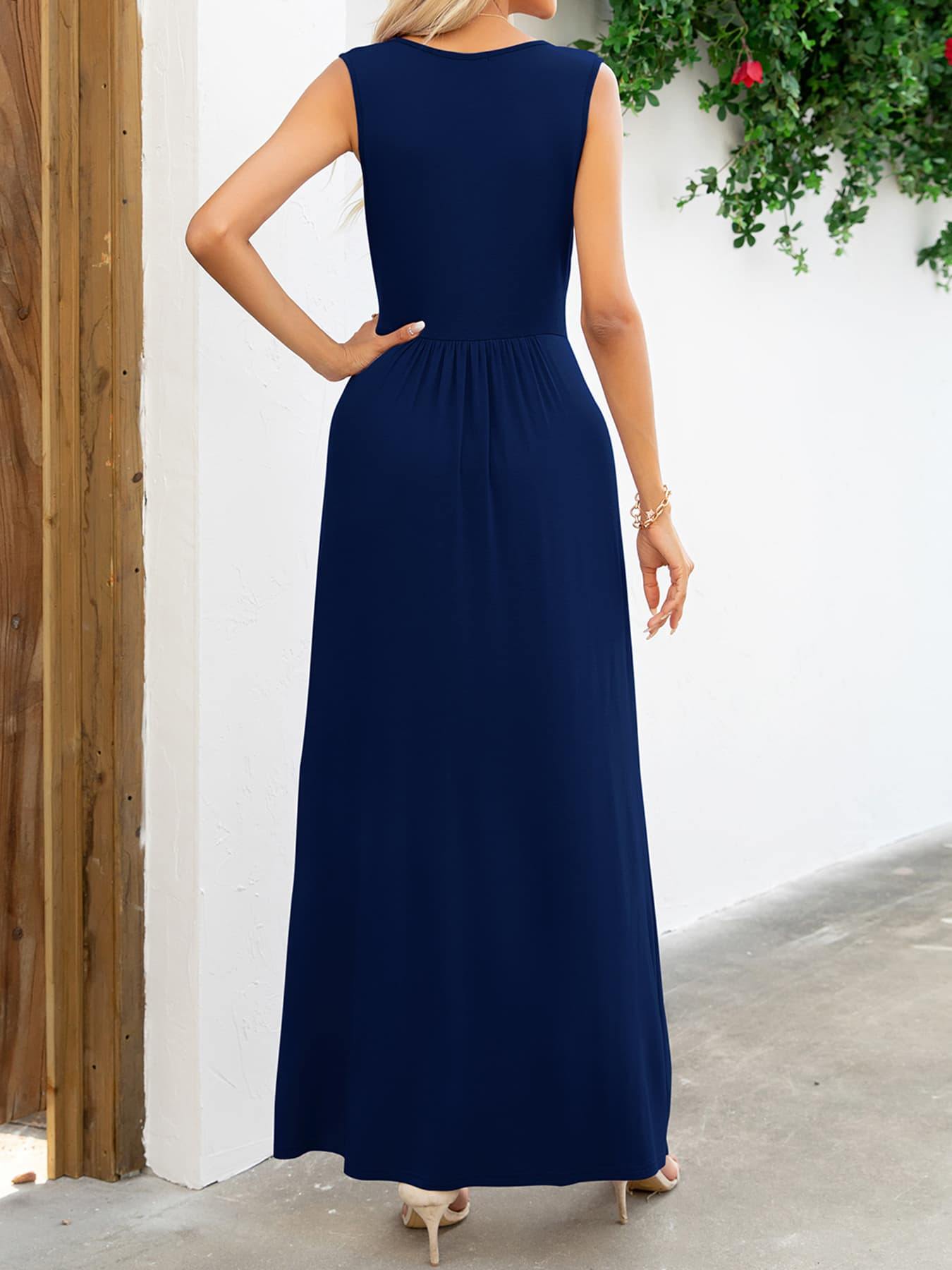 Surplice Neck Sleeveless Maxi Dress - Flyclothing LLC