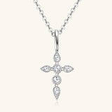 925 Sterling Silver Moissanite Cross Pendant Necklace - Flyclothing LLC