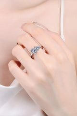 Rhodium-Plated 2 Carat Moissanite Ring - Trendsi