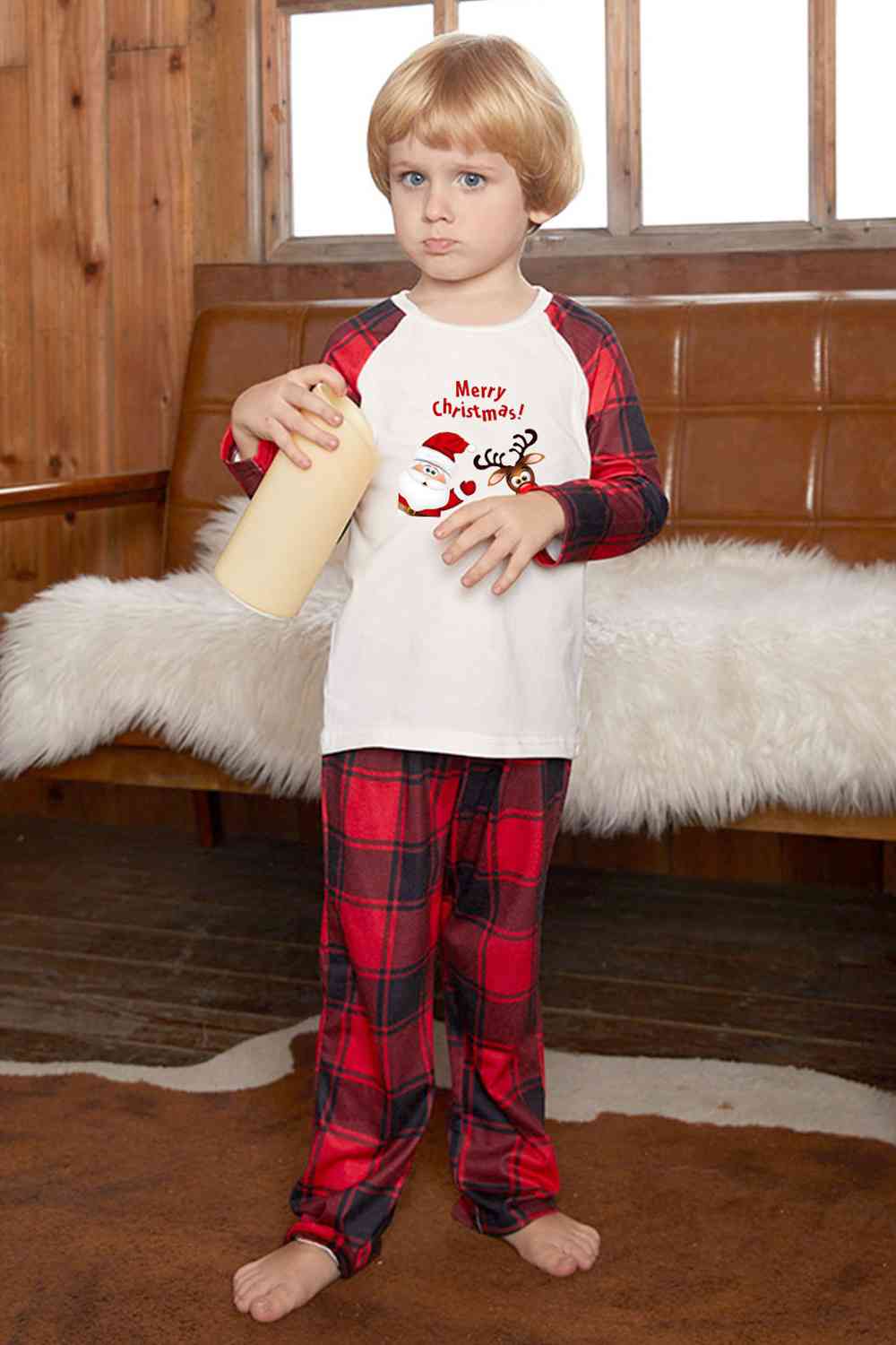 MERRY CHRISTMAS Graphic Top and Plaid Pants Set - Flyclothing LLC