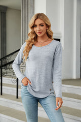 Round Neck Long Sleeve T-Shirt - Flyclothing LLC