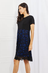 Yelete Full Size Contrasting Lace Midi Dress - Flyclothing LLC