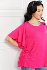 Yelete Full Size More Than Words Flutter Sleeve Top - Flyclothing LLC