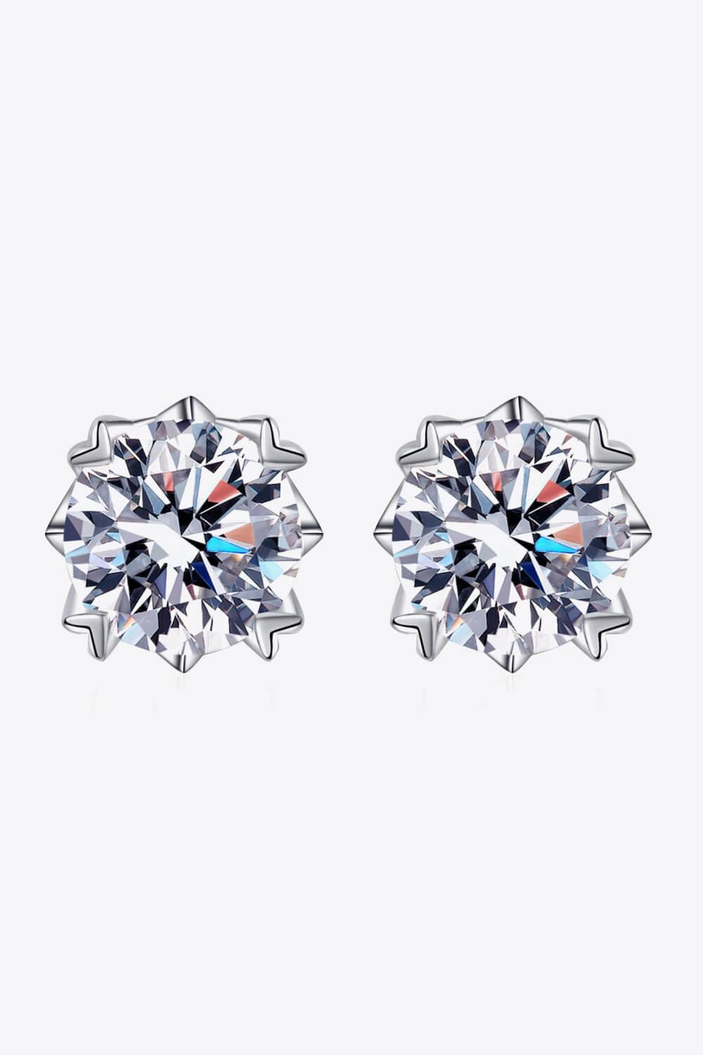 925 Sterling Silver 4 Carat Moissanite Stud Earrings - Flyclothing LLC