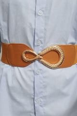 Ribbed Alloy Buckle Elastic Belt - Flyclothing LLC