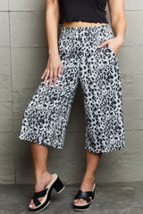 Ninexis Leopard High Waist Flowy Wide Leg Pants with Pockets - Flyclothing LLC