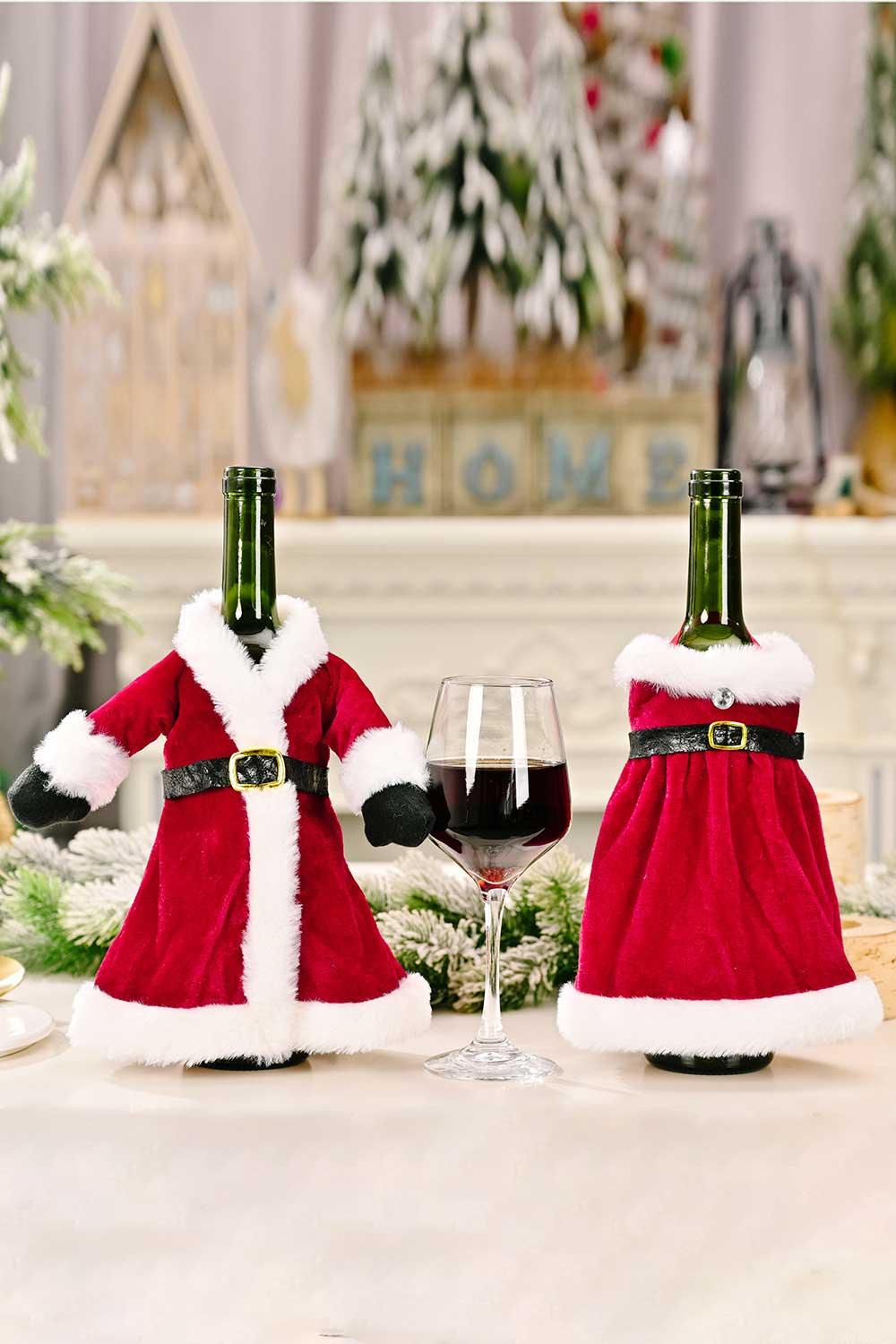 2-Pack Christmas Dress Wine Bottle Covers - Flyclothing LLC