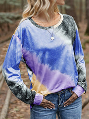 Printed Round Neck Long Sleeve T-Shirt - Flyclothing LLC