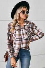 Collared Plaid Shacket - Flyclothing LLC