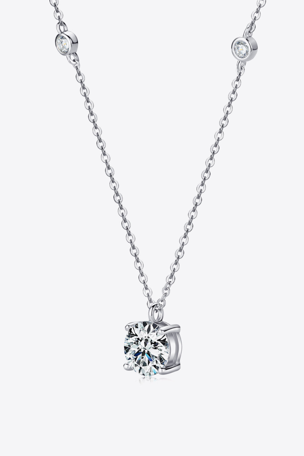 2 Carat Moissanite 4-Prong 925 Sterling Silver Necklace - Flyclothing LLC