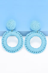 Round Shape Raffia Grass Dangle Earrings - Flyclothing LLC