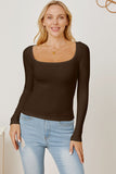 Square Neck Long Sleeve T-Shirt - Flyclothing LLC