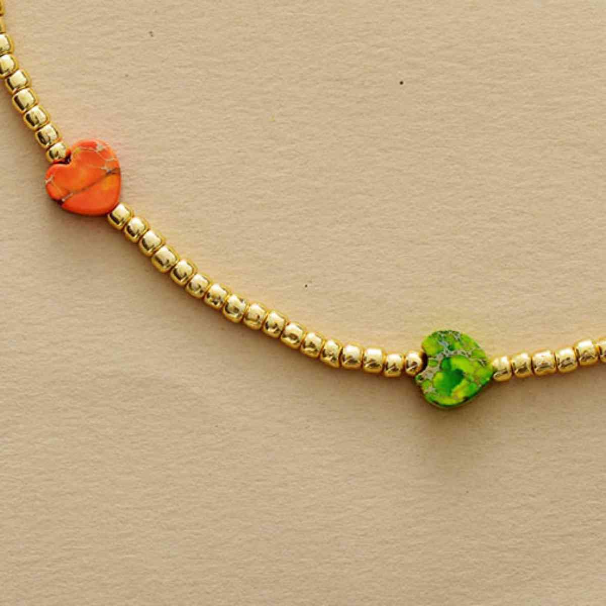 Heart Shape Natural Stone Necklace - Trendsi