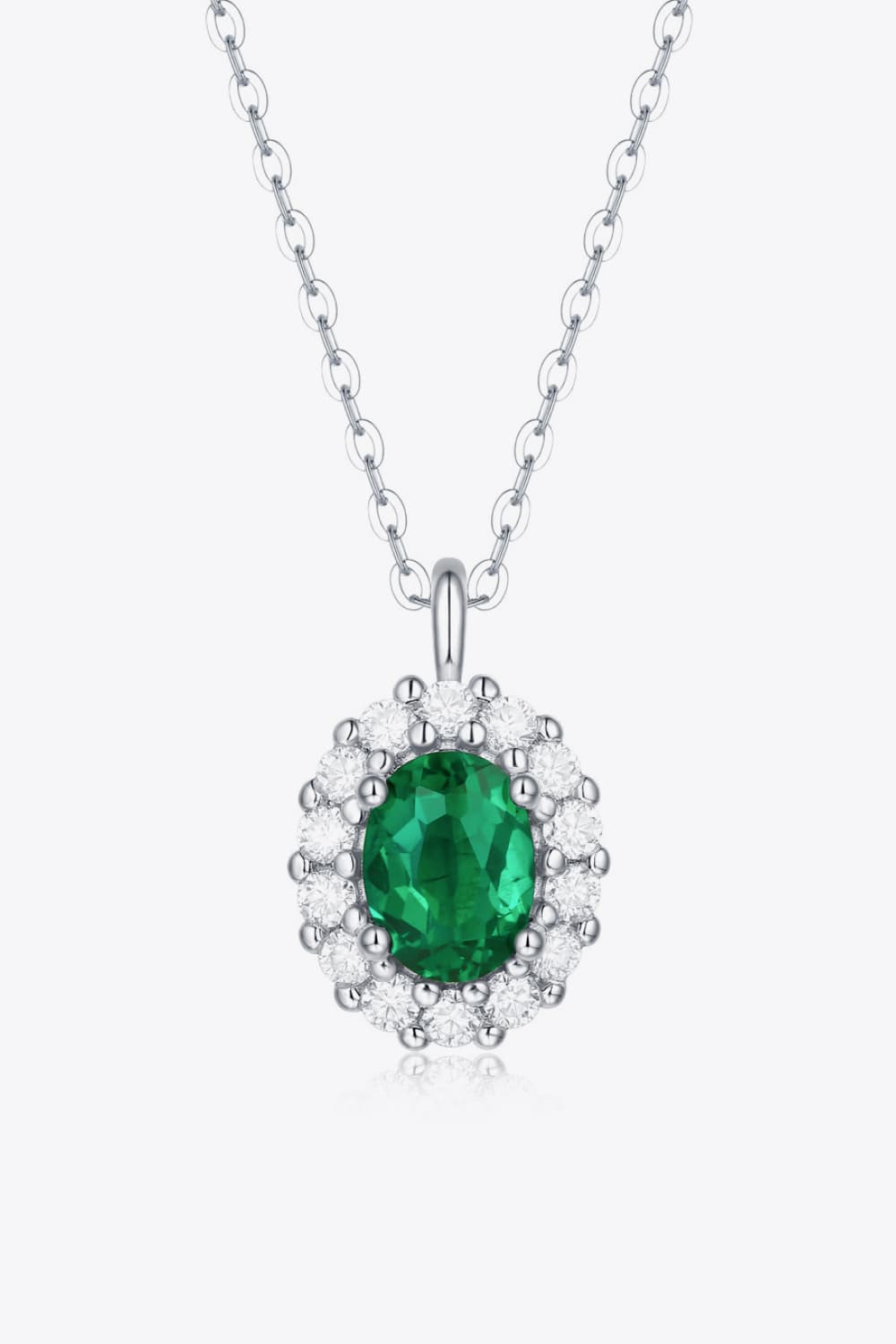 1.5 Carat Lab-Grown Emerald 925 Sterling Silver Necklace - Flyclothing LLC