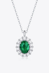 1.5 Carat Lab-Grown Emerald 925 Sterling Silver Necklace - Flyclothing LLC