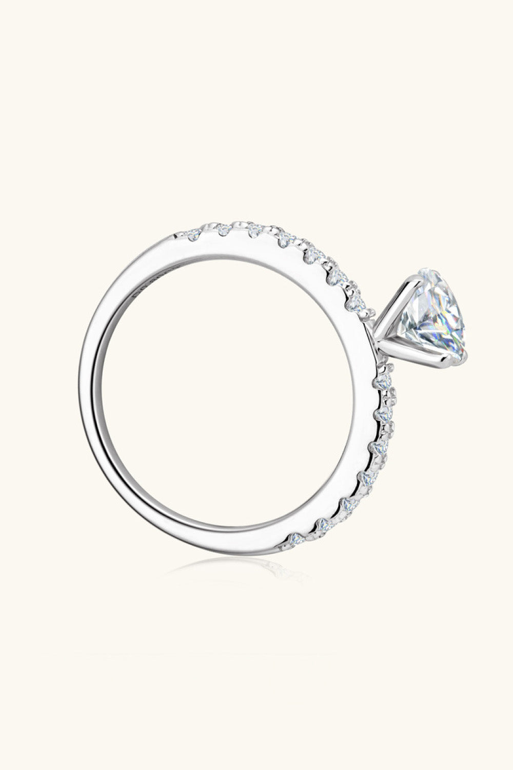 Moissanite Platinum-Plated Side Stone Ring - Flyclothing LLC