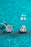 1 Carat Moissanite Rhodium-Plated Stud Earrings - Flyclothing LLC