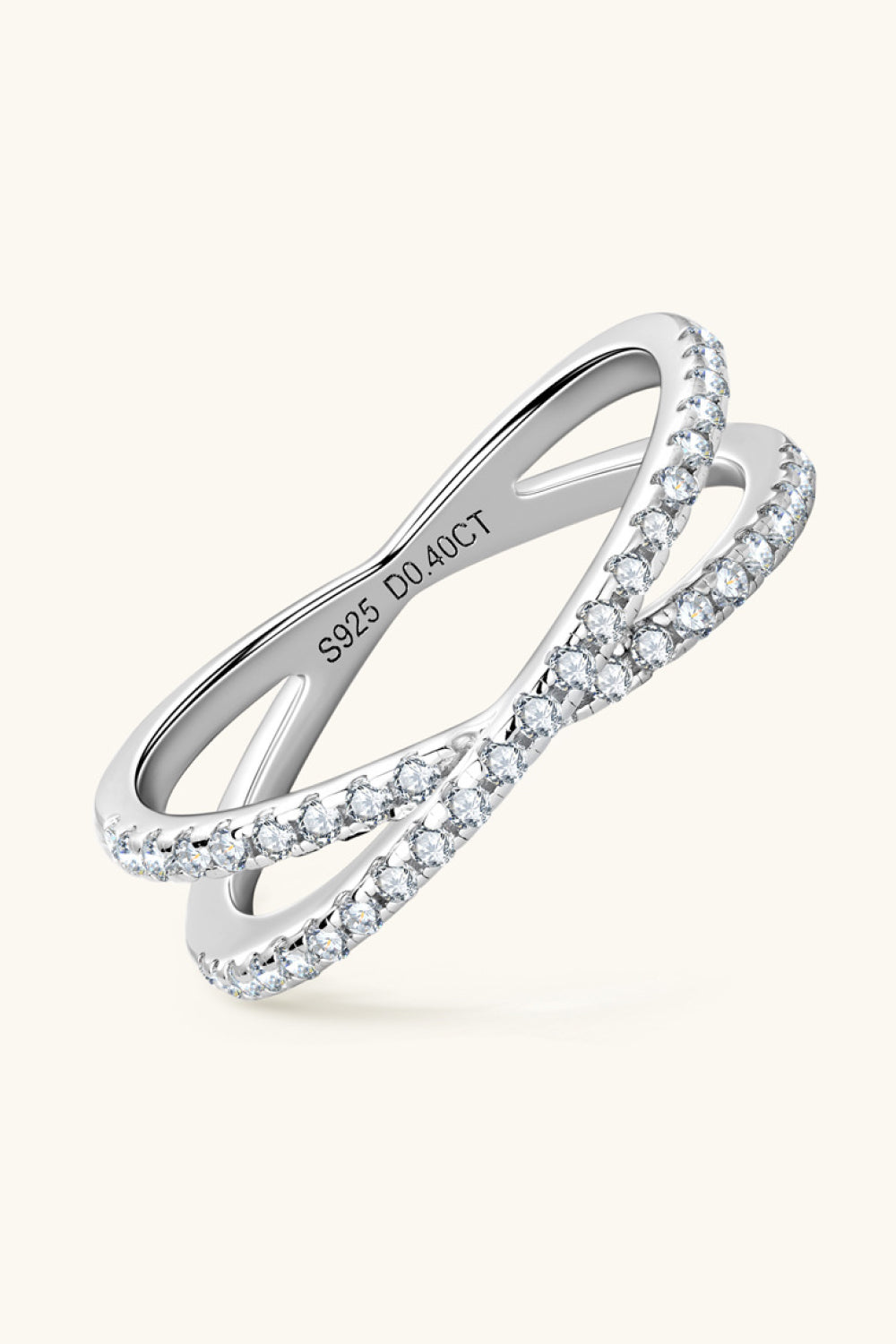 Moissanite 925 Sterling Silver Crisscross Ring - Flyclothing LLC