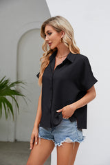 Short Sleeve Collared Neck Shirt - Flyclothing LLC