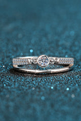 Moissanite Cutout Rhodium-Plated Ring - Flyclothing LLC