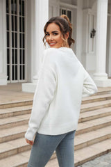 Round Neck Ribbed Long Sleeve Sweater - Flyclothing LLC