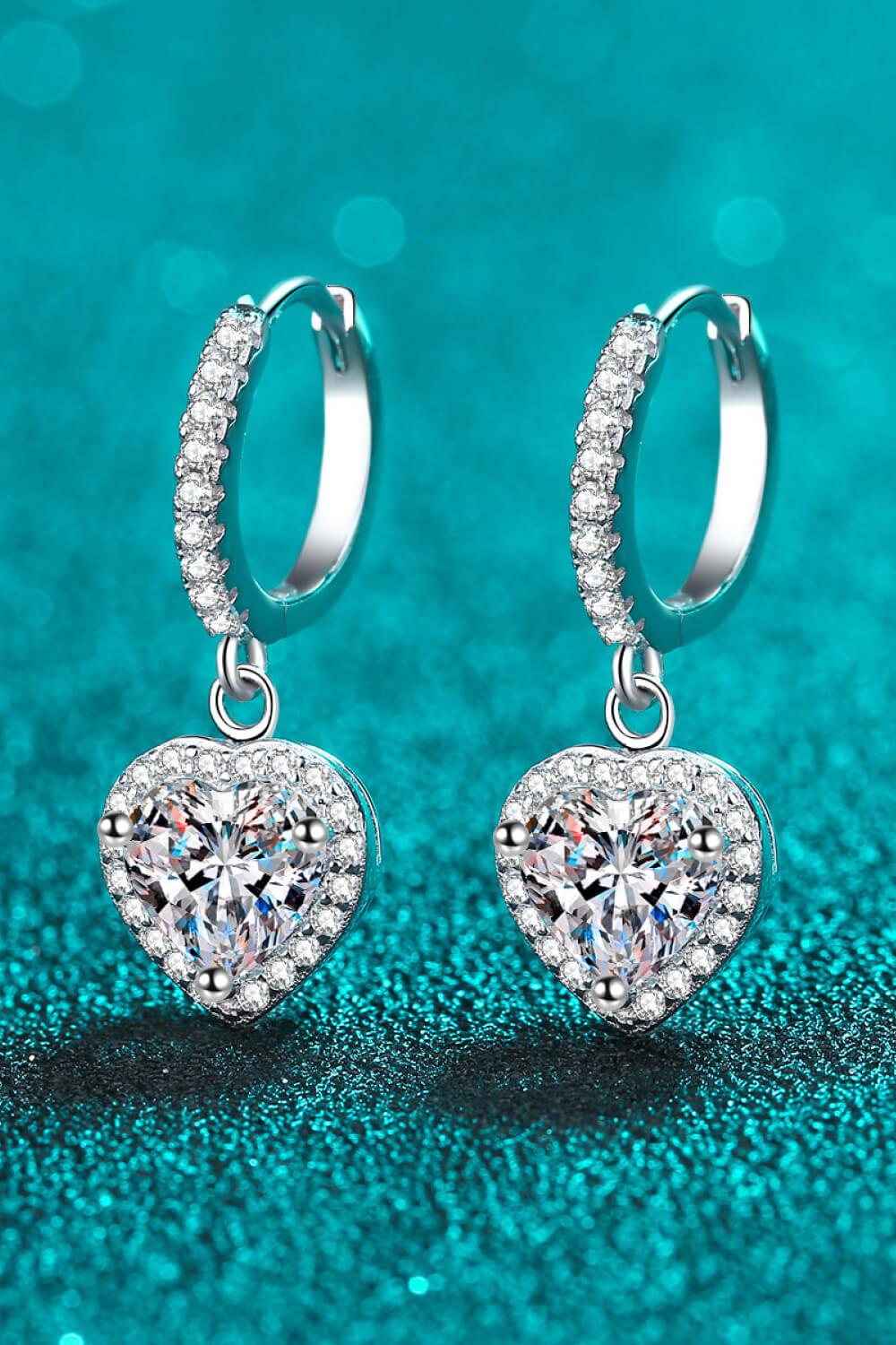 2 Carat Moissanite Heart-Shaped Drop Earrings - Flyclothing LLC