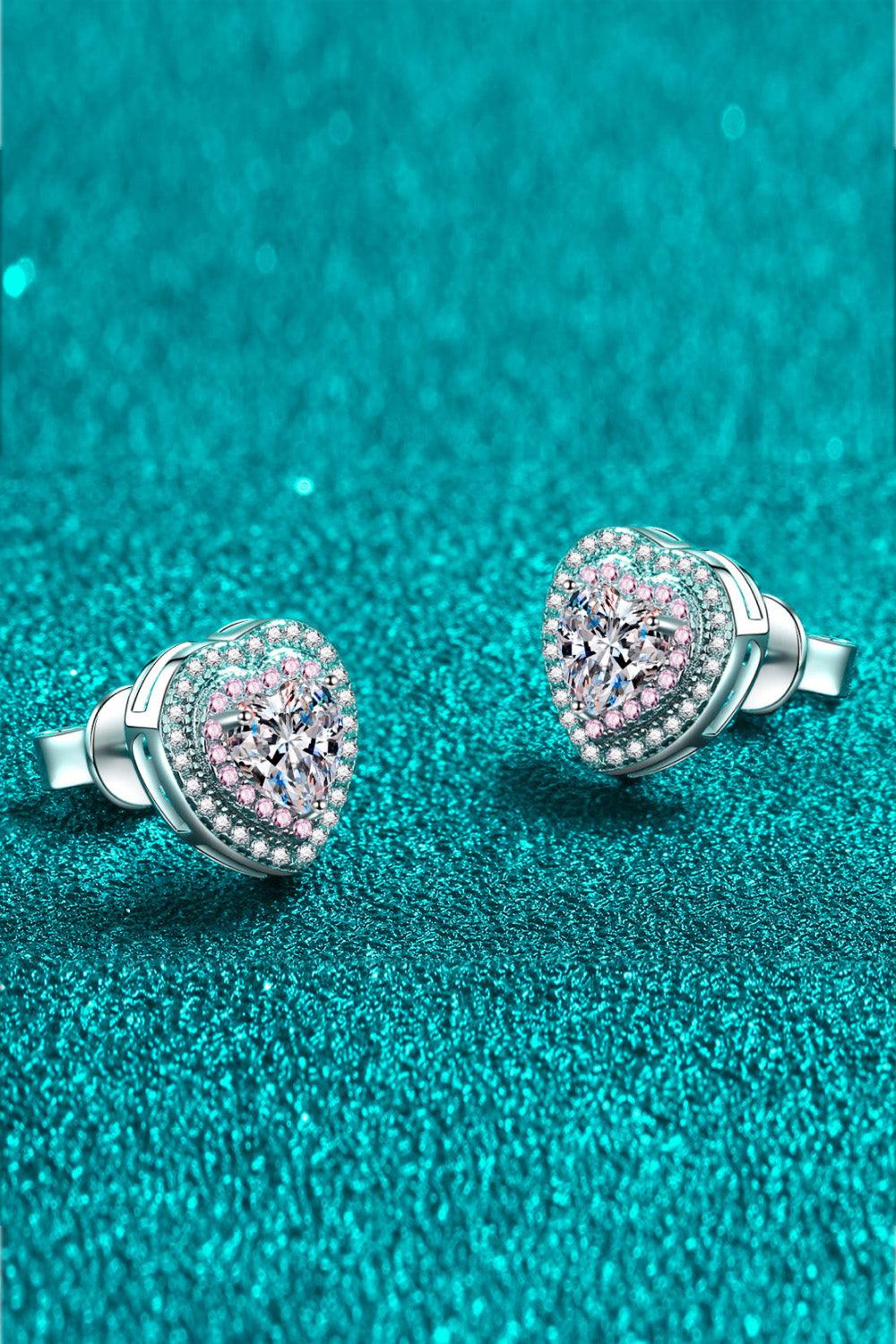 Moissanite Heart-Shaped Stud Earrings - Flyclothing LLC